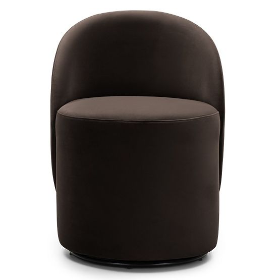 Sedia girevole Enzo, forme arrotondate, cioccolato/espresso, velluto