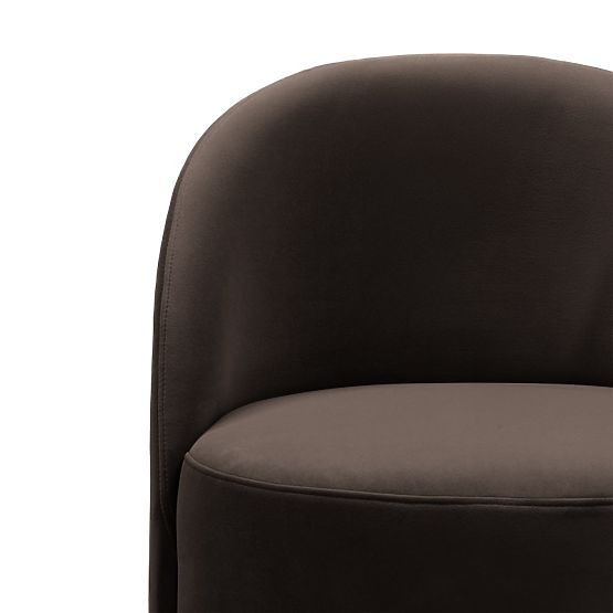 Sedia girevole Enzo, forme arrotondate, cioccolato/espresso, velluto