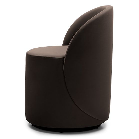 Sedia girevole Enzo, forme arrotondate, cioccolato/espresso, velluto