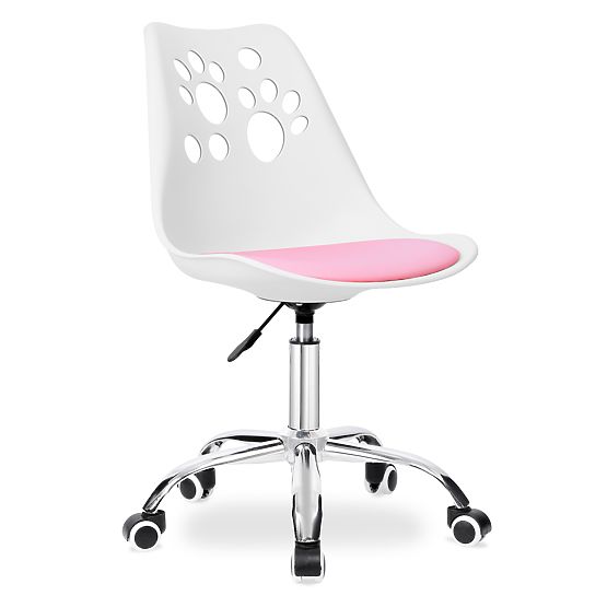 Sedia girevole Grover bianco-rosa