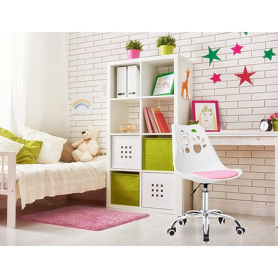 Sedia girevole Grover bianco-rosa