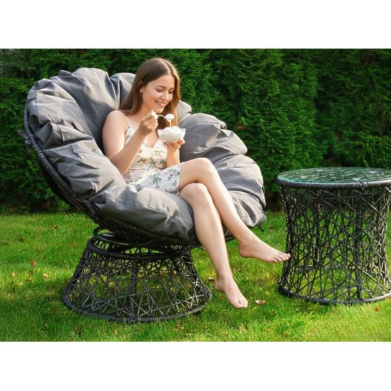 Sedia girevole in tecnorattan grigio TWIST