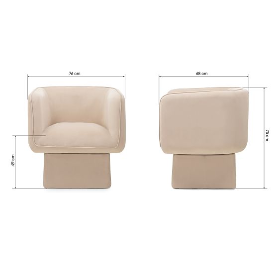 Sedia girevole One beige chiaro, velluto