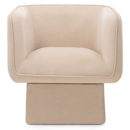 Sedia girevole One beige chiaro, velluto