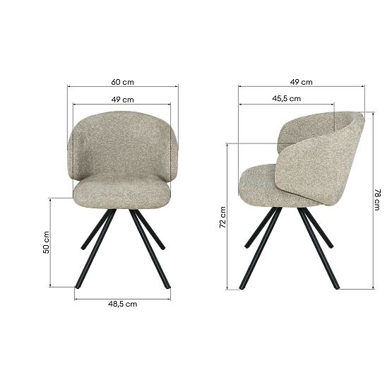 Sedia girevole Pearl mocha, gambe nere