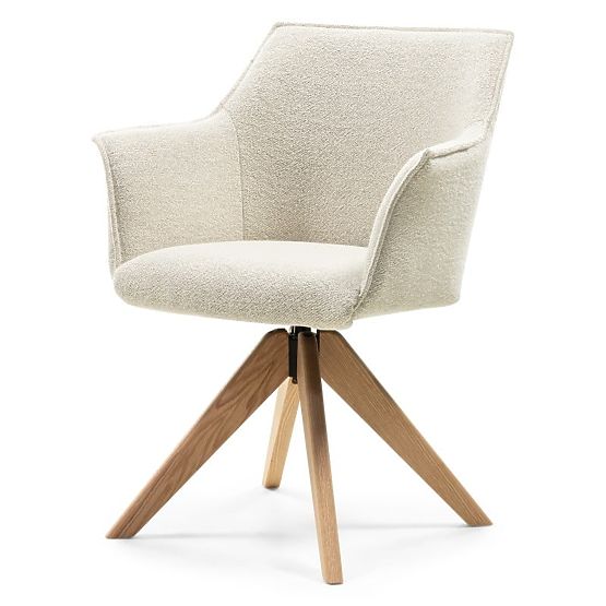 Sedia girevole Positano crema, rovere