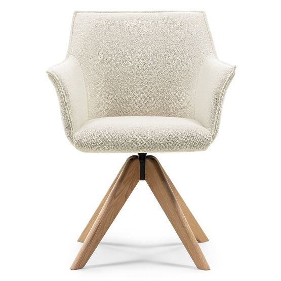 Sedia girevole Positano crema, rovere
