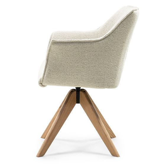 Sedia girevole Positano crema, rovere