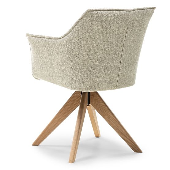 Sedia girevole Positano crema, rovere
