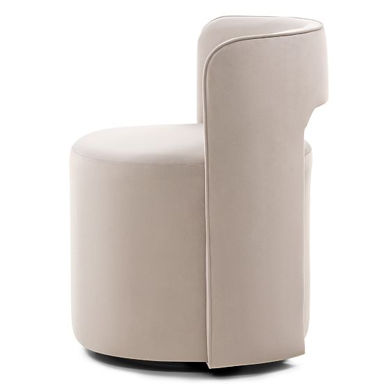 Sedia girevole Raval beige, velluto, arrotondata