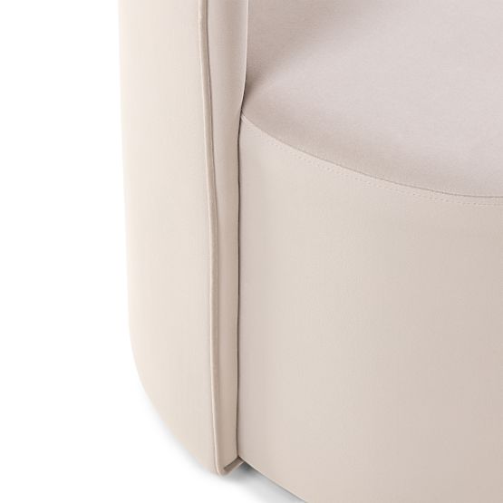 Sedia girevole Raval beige, velluto, arrotondata