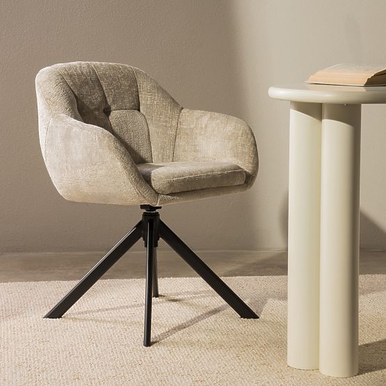 Sedia girevole Santos beige chiaro/gambe nere