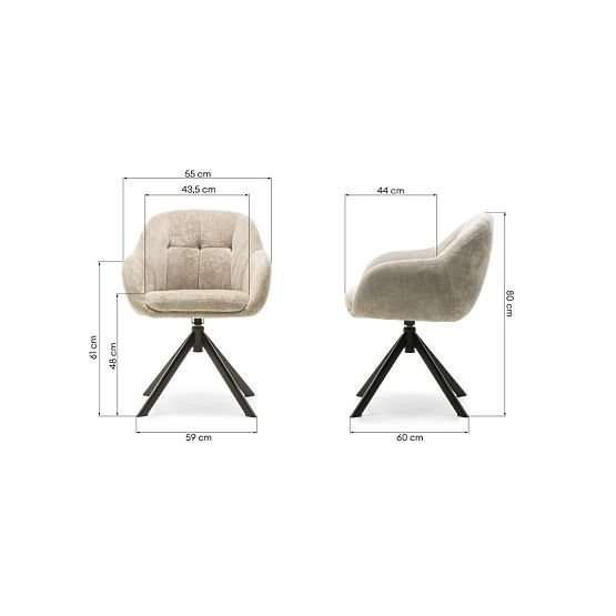 Sedia girevole Santos beige chiaro/gambe nere