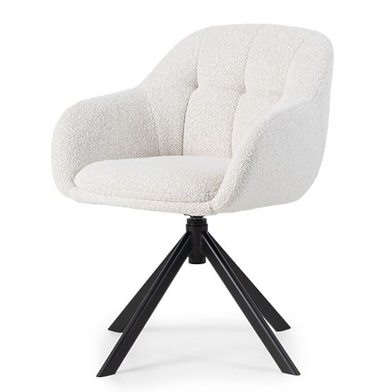 Sedia girevole Santos beige-crema/gambe nere