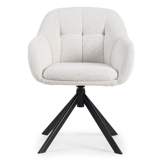 Sedia girevole Santos beige-crema/gambe nere