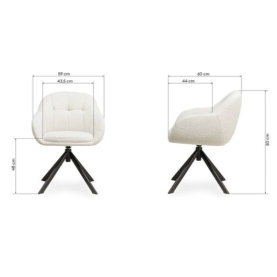 Sedia girevole Santos beige-crema/gambe nere