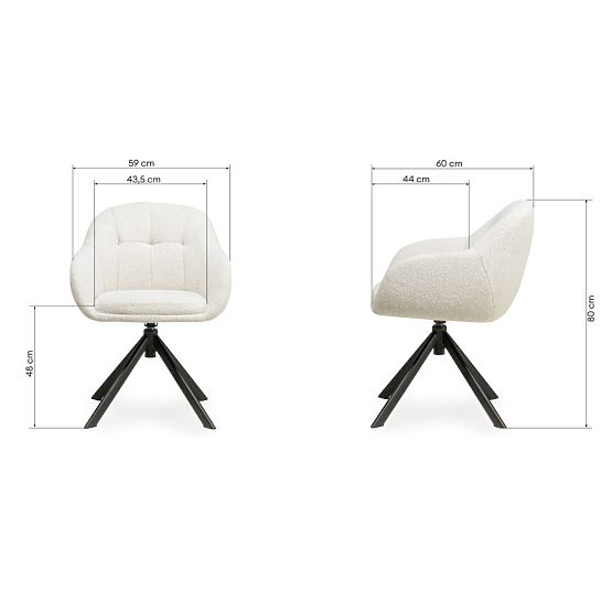 Sedia girevole Santos beige-crema/gambe nere