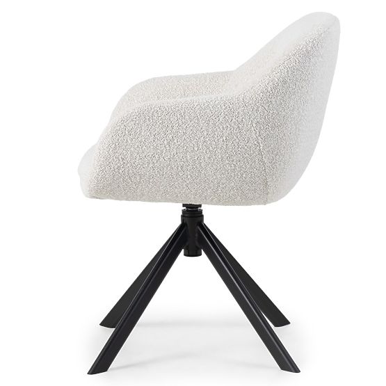 Sedia girevole Santos beige-crema/gambe nere