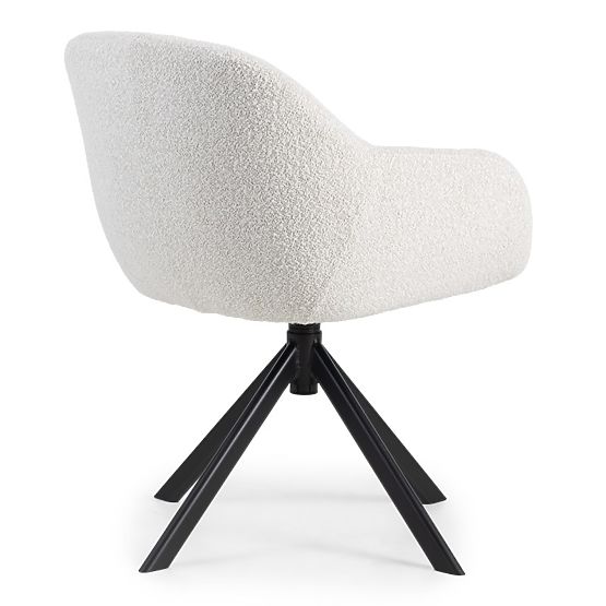 Sedia girevole Santos beige-crema/gambe nere