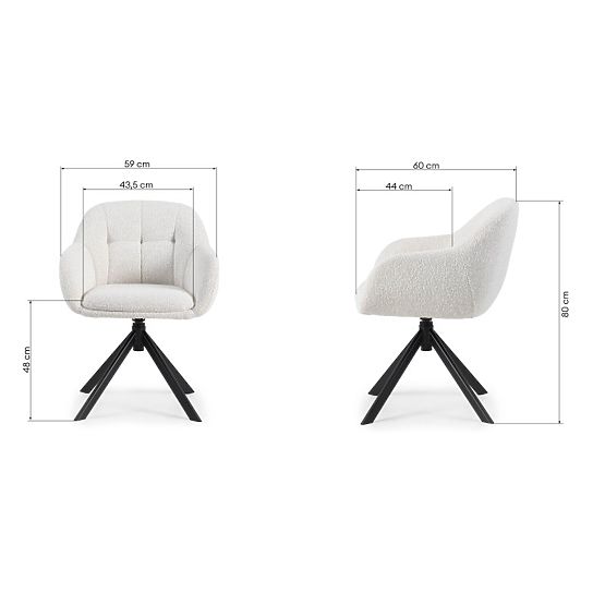 Sedia girevole Santos beige-crema/gambe nere