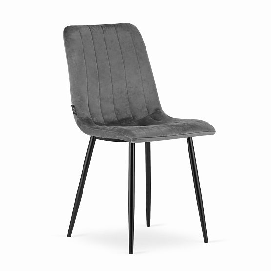 Sedia imbottita 4 pezzi - velluto grigio scuro