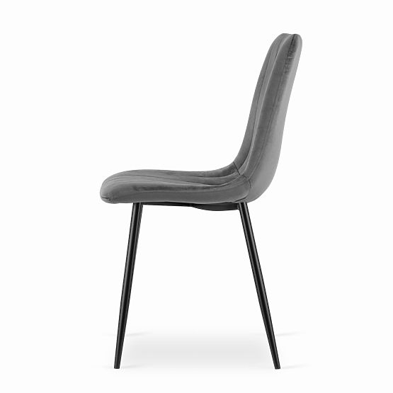 Sedia imbottita 4 pezzi - velluto grigio scuro
