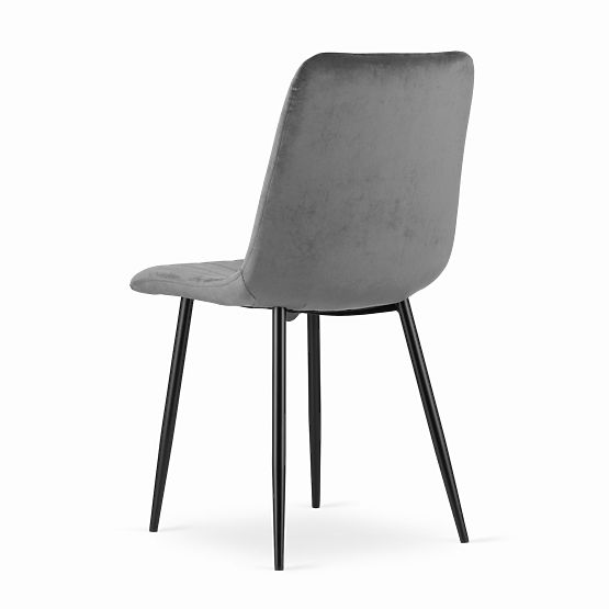 Sedia imbottita 4 pezzi - velluto grigio scuro