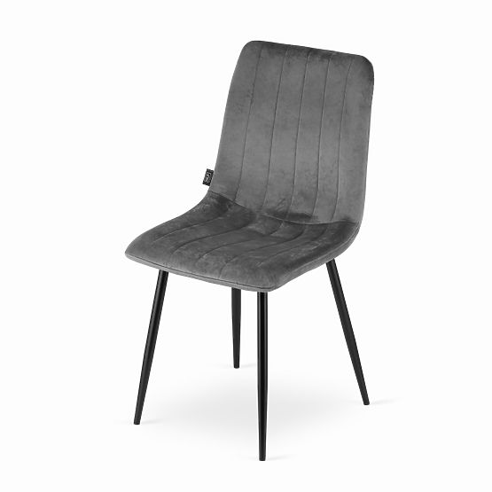 Sedia imbottita 4 pezzi - velluto grigio scuro