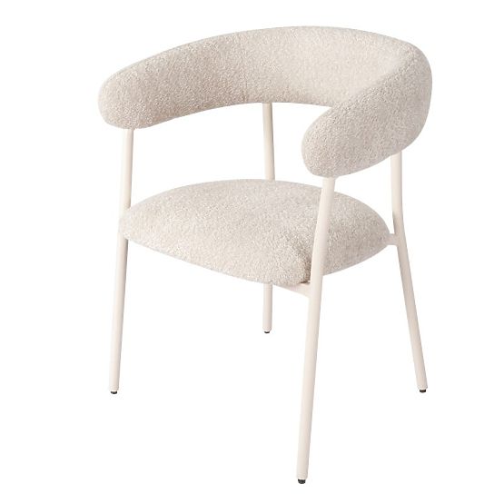 Sedia imbottita Campo, beige/gambe bianche, boucle
