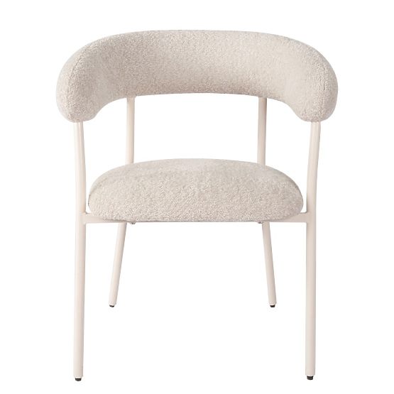 Sedia imbottita Campo, beige/gambe bianche, boucle