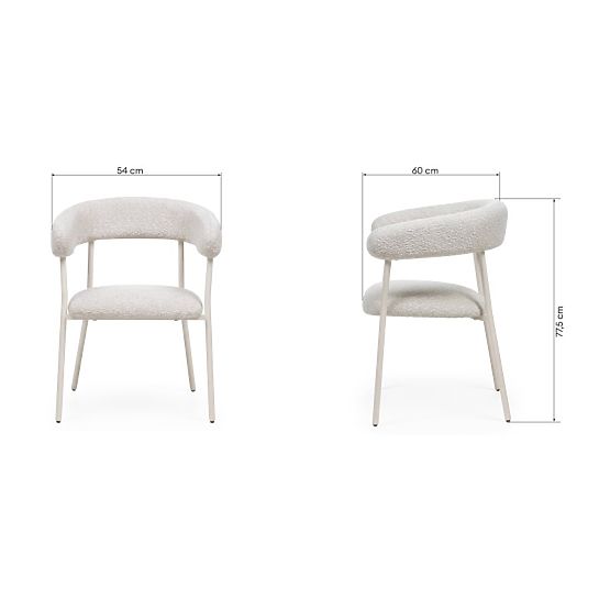 Sedia imbottita Campo, beige/gambe bianche, boucle