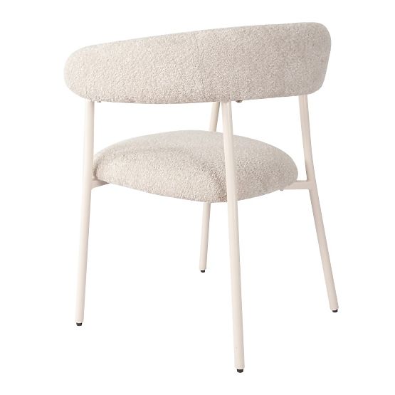 Sedia imbottita Campo, beige/gambe bianche, boucle