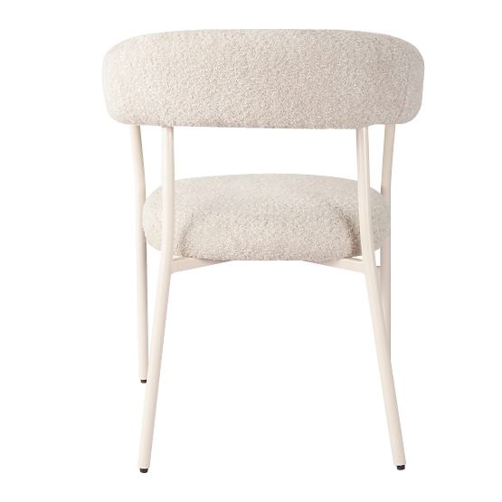 Sedia imbottita Campo, beige/gambe bianche, boucle