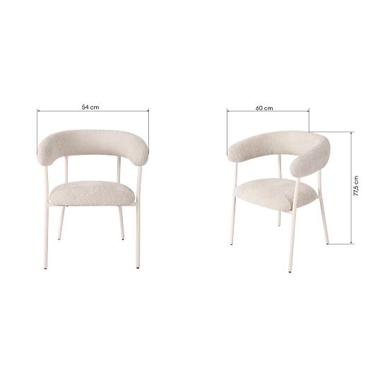 Sedia imbottita Campo, beige/gambe bianche, boucle