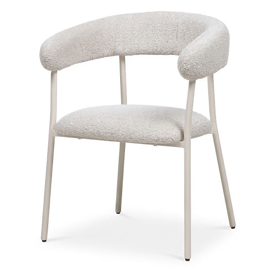 Sedia imbottita Campo, beige/gambe bianche, boucle