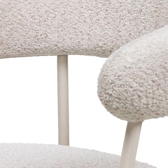 Sedia imbottita Campo, beige/gambe bianche, boucle