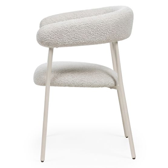 Sedia imbottita Campo, beige/gambe bianche, boucle