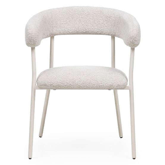 Sedia imbottita Campo, beige/gambe bianche, boucle