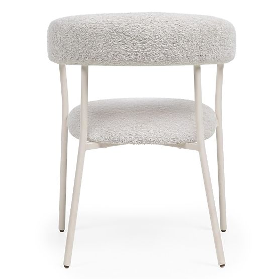 Sedia imbottita Campo, beige/gambe bianche, boucle