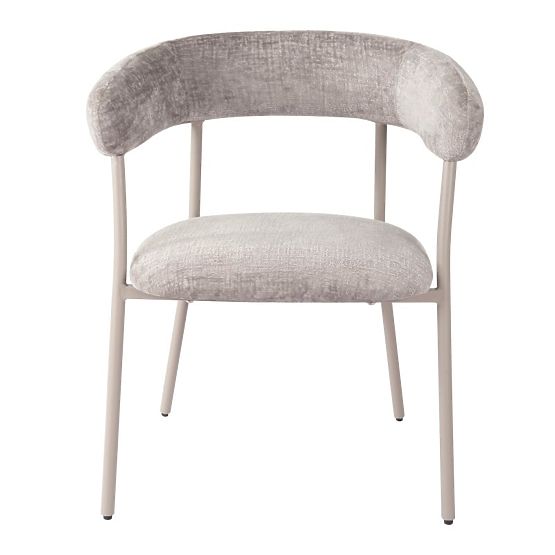 Sedia imbottita Campo, grigio scuro/gambe crema, bouclé