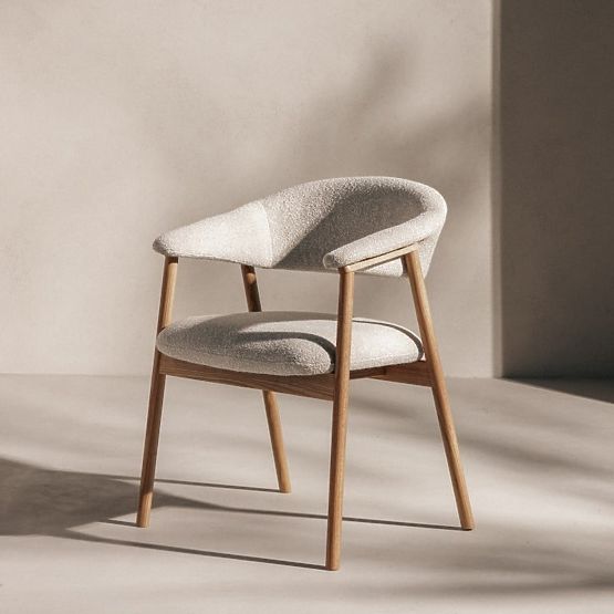 Sedia imbottita Capri, beige chiaro/legno di quercia