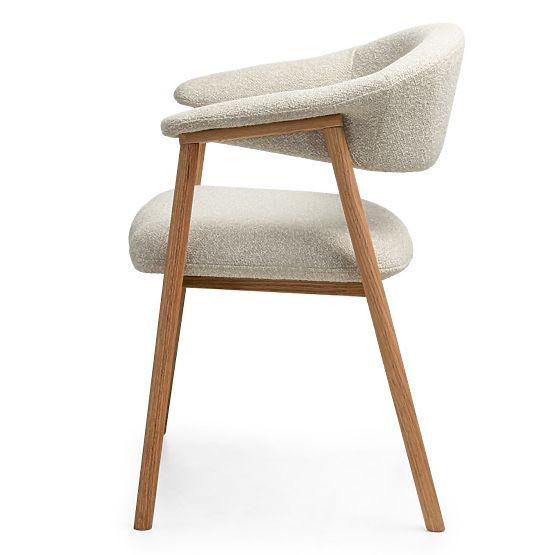 Sedia imbottita Capri, beige chiaro/legno di quercia