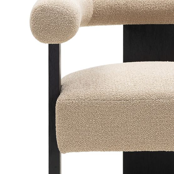 Sedia imbottita Chili beige/nera, legno di gomma