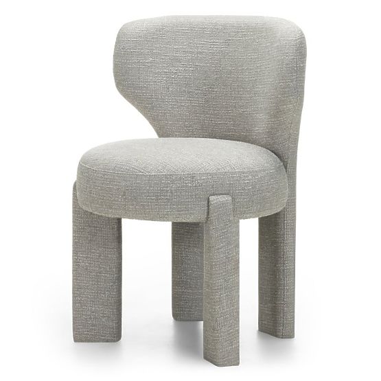 Sedia imbottita Elaine beige-grigio, forme arrotondate