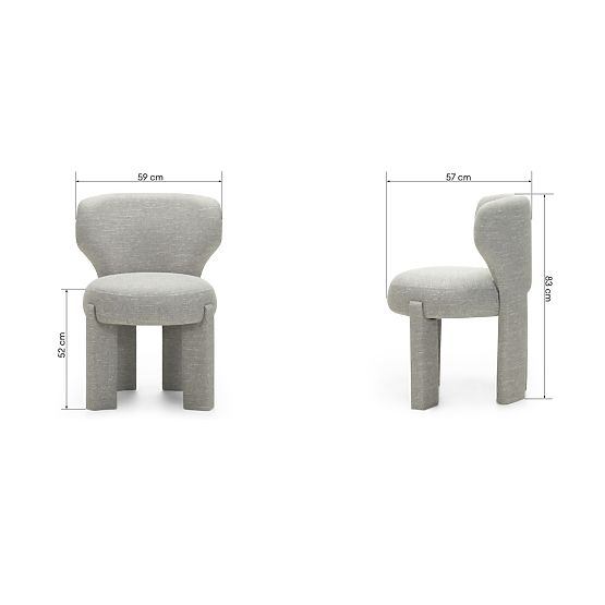 Sedia imbottita Elaine beige-grigio, forme arrotondate