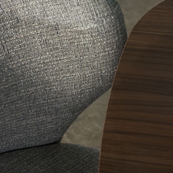 Sedia imbottita Elaine beige-grigio, forme arrotondate