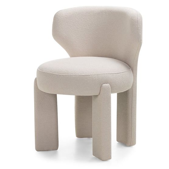 Sedia imbottita Elaine crema, boucle, forme arrotondate