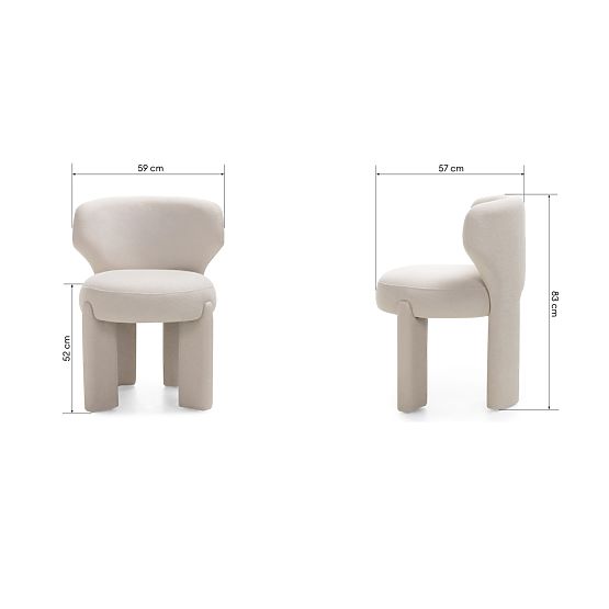 Sedia imbottita Elaine crema, boucle, forme arrotondate