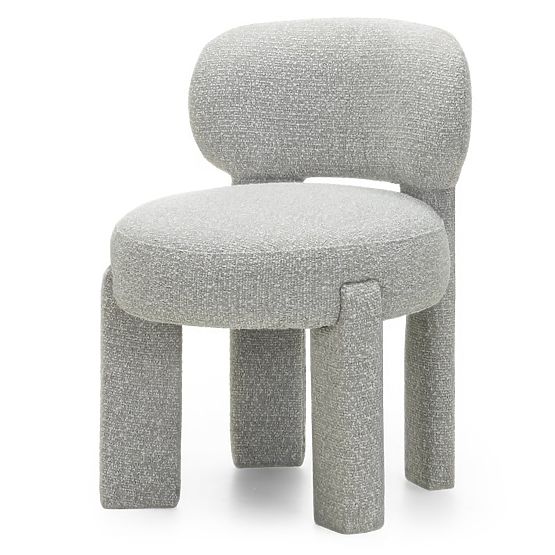 Sedia imbottita Falone grigia, boucle, forme arrotondate