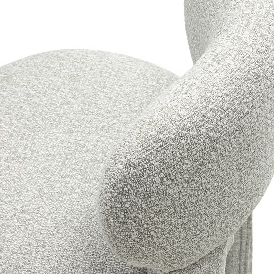 Sedia imbottita Falone grigia, boucle, forme arrotondate